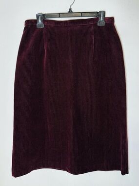Vintage Bianca Burgundy Corduroy Knee Length Skirt L Academia Grannycore